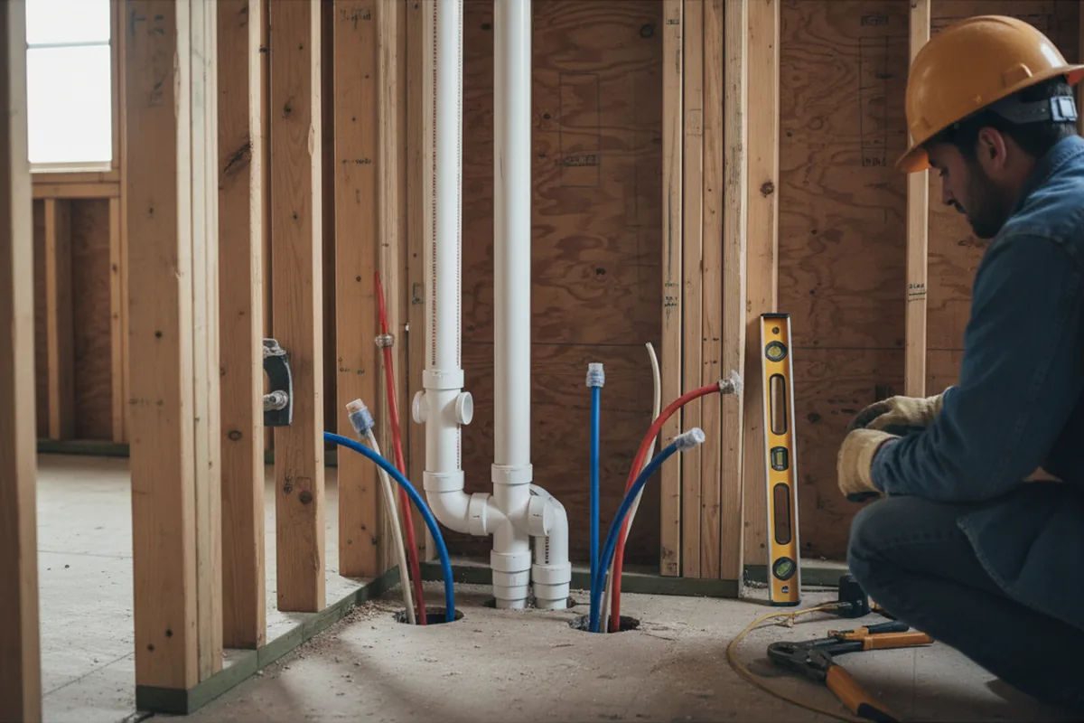 Drain and supply rough-in during Garbage Disposal Repair in Jordan